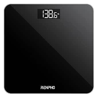 RENPHO Weighing Scales for Body Weight, Bathroom Scales with High Precision Sensors, Accurate Digital Weight Scale for People, LED Display, Step-On, Black, Core 1S (Stone/Kgs/Lbs)