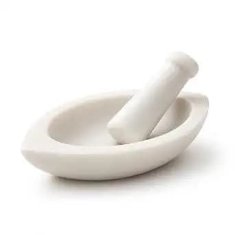 Marble Mortar and Pestle Set Stone White Boat Shape 7 Inch Khalbatta Imamdasta Kharal Kundi Okhli Musal Mixer Silbatta Kitchen Tool for Grinding Ingredients