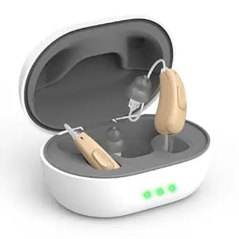 LH11 Rechargeable Hearing Aids for Seniors – AI Noise Cancellation, Waterproof, 11-Channel Sound with Magnetic Charging Case for Clear Hearing and Comfort