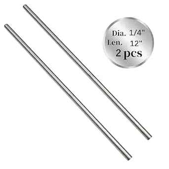 12" Length Titanium Rod 1/4" Dia(6mm),Titanium Alloy Round Rod GR5 Metal for Model Plane Cars Ship DIY Craft Metal Working (2 Pcs)