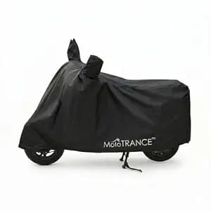 MoTotrance Black Water Resistant Bike Cover for Royal Enfield Classic 350 | 99.9% Water Resistant & Dustproof | Mirror Pockets | Anti Scratch | Interlock Stitching | Buckle Belt | Two Wheeler Cover