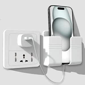 Tensea ABS Mobile Phone Charging Stand,Multi-Functional Storage Holder,Bedside Fixed Rack,Bedroom,Office Accessories,Acrylonitrile Butadiene Styrene,White 01,Portable Electronic Devices,9.9x3x8.6 cm
