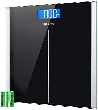 Etekcity Bathroom Scale for Body Weight, Digital, Highly Accurate, 400 lbs | Large 6mm Tempered Glass Platform, Clear LCD Display, Batteries Included, Safe Electronic Weighing for Daily Home Use