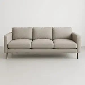 zenspace 3-Seater Sofa for Living Room – Modern Fabric Couch with Cushions & Wooden Finished Steel Legs (Biege)