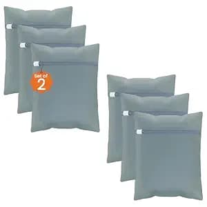 Kuber Industries Set of 6 Polyester Mesh Laundry Bag with Zip | Reusable Washing Bags for Washing Machine | Ideal for Lingerie, Delicate Fabric & Shoes Protection | YZ-6-GRY | Grey