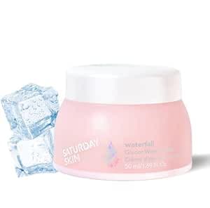Saturday Skin Waterfall Glacier Water Face Cream – Oil Free Korean Face Moisturizer for Oily Skin, Lightweight Gel Face Moisturizer & Cute Moisturizer, Day & Night Korean Night Cream(1.69 Fl Oz/50ml)