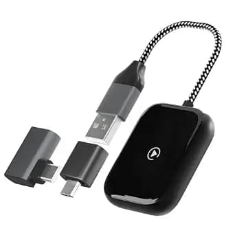 Wireless CarPlay Adapter for Apple iPhone, Convert Wired CarPlay to Wireless, Mini Car Play Dongle w/Plug & Play Bluetooth Connection, 2 USB-A to Type-C Converter for More Car Types (Black, Medium)