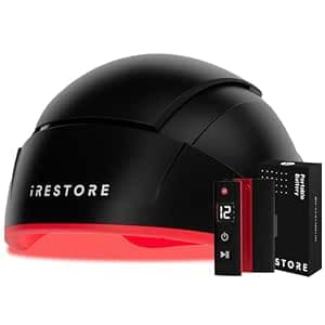 iRestore Elite + Rechargeable Battery Pack - Laser Red Light Therapy for Hair Growth - FDA Cleared Hair Loss, Hair Thinning Treatment for Men & Women - Hair Regrowth Laser Cap - 500 Lasers & LEDs