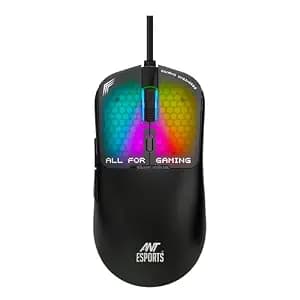 Ant Esports Virtus100 Wired RGB Gaming Mouse | Light Weight |6D Durable Buttons | High Performance Up to 12800 DPI 1000Hz Polling Rate | AI Sensor | 20M Click | Software Support Esports Mouse_ Black
