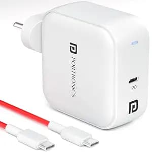Portronics Adapto 65C 65W Type C PD Super Fast Charger Adaptor for Laptop, Smartphone, iPads & Tablets, GaN Technology, Best for Samsung, iPhone, Nothing, iPads, MacBook, Type C Laptop(White)