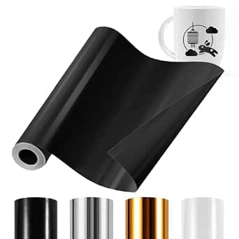 Withosent Vinyl Film Plotter Black, 30 cm x 457.2 m Plotter Film Vinyl Permanent Self-Adhesive Vinyl Film Black with Backing for Cups Windows DIY Decoration