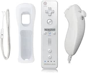 2 in 1 Motion Plus Controller and Nunchunk for Nintendo Wii/Wii U + Silicone Case – White