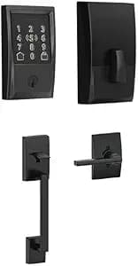 Schlage Encode Plus Wi-Fi Smart Lock with Century Handleset Entry Set for Front Door, Unlock with Apple Watch, Matte Black