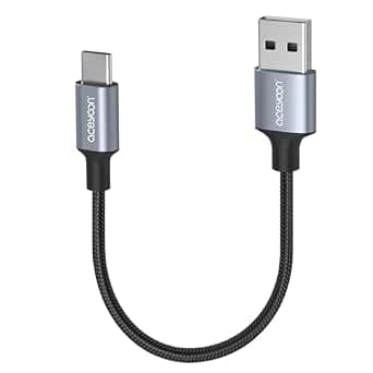 Aceyoon Mini USB-C Cable, 10cm Fast Charging, Nylon Braided, Compatible with Samsung Galaxy S24/S23, Huawei P30/P20/P10, Google Pixel