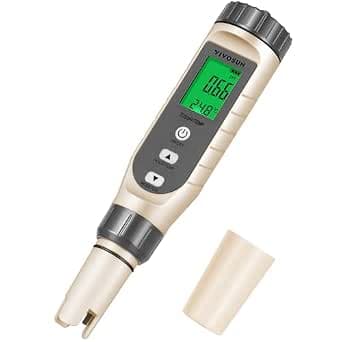 VIVOSUN 3-in-1 Digital pH Meter with ATC, ±0.1 pH Accuracy Water Quality Tester, 0-14.0 pH Measurement Range for Hydroponics, Household Drinking, Pool and Aquarium