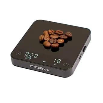 MiiCoffee Minipress Coffee Scale, Auto Timer for Espresso and Pour-Over Coffee, Aluminum Body & Glass Top