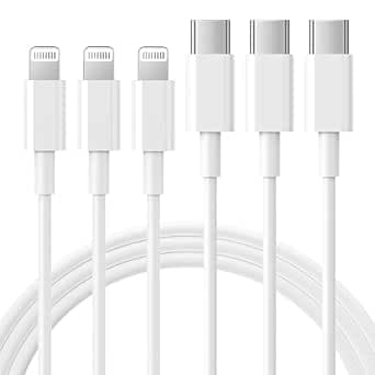USB C to Lightning Cable 3Pack 3FT [MFi Certified] iPhone Fast Charger Cable USB-C Power Delivery Charging Cord for iPhone 14/13/12/11/XS/XR/X/8/iPad, White