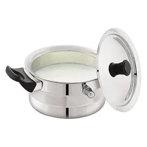 JVL Stainless Steel Flat Bottom Milk Boiler Storage with Double Bakelite Handle (2L)