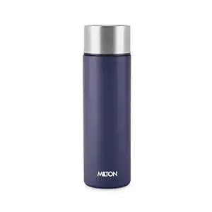 Milton Glide 1000 Stainless Steel Water Bottle 1L, Single Walled, ISI Certified I Leak Proof Lid, Rust Proof I for School, Office, Gym I Navy Blue