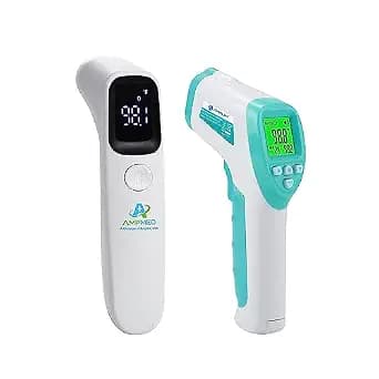 Amplim 2-Pack Hospital & Medical Grade Non Contact Digital Infrared Forehead Thermometer for Babies, Kids, and Adults. FSA HSA Eligible