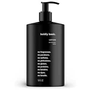 Boldly Basic Fragrance Free Lotion - Moisturizer for Dry and Sensitive Skin - Non Greasy - Unscented - Dermatologist Tested - No Sulfates, Parabens or Gluten - Hypoallergenic & Moisturizing (16 oz)
