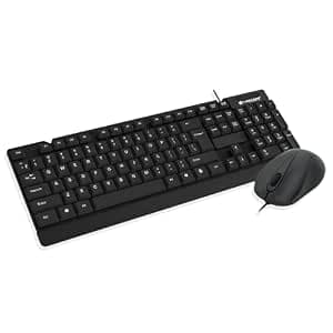 Lapcare E9 Wired Keyboard and Mouse Combo | 104 UV Coated Keys, Spill Resistant | Slim & Ergonomic Design | USB Plug & Play | 1000 DPI Optical Mouse for Home & Office (Black)