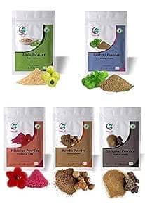 YOGI'S GIFT Celebrating Health Herbal Hair Care Combo Pack (500g/17.65oz) | Hair Mask with Ayurvedic Powders: Amla, Reetha, Shikakai, Brahmi, Hibiscus for Hair Growth