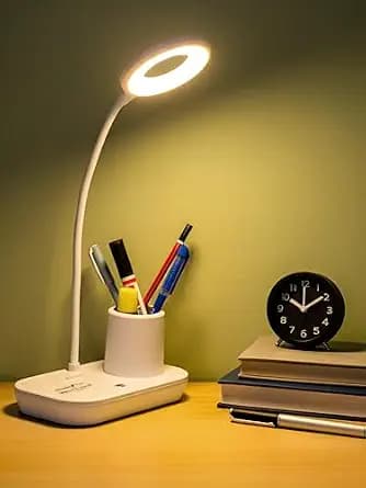 WEIRD WOLF Table Lamp for Study Room I Study Lamp with 3 Color Modes, Adjustable Brightness Level I Touch Dimmer, Flexible Gooseneck I Rechargeable Lamp Light for Study I 6 Months Warranty