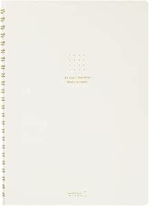 DESIGNPHIL Midori 15331006 Notebook, Ring Notebook, Color, Dot Square, White, A5