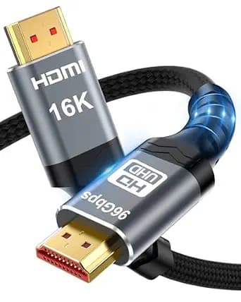 16K HDMI 2.2 Cable [16K@60Hz, 8K@240Hz, 2K/4K@480Hz/240Hz], 96Gbps Ultra High Speed Braided HDMI Cord, HDR10+ eARC HDCP 2.3 2.2 Cables for PS5/PS4/Xbox/Gaming PC/Monitor/Projector/Roku TV, 10FT