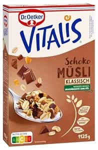 Dr. Oetker Vitalis Chocolate Cereal Classic Bulk Pack Breakfast Muesli with Milk and Dark Chocolate, 4 x 1,125 kg