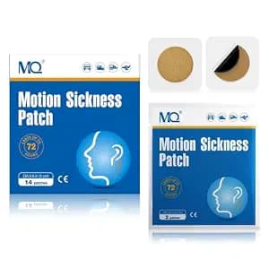 MQ 14ct Motion Sickness Patches Non Drowsy, Sea Sickness Patch Behind Ear for Cruise Ship Travel, Waterproof Car Sick Patches Fast Acting & Long Last up to 72H