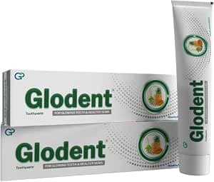 Glodent Teeth Whitening Toothpaste | Plaque Remover | Gum Care | Anticavity Tooth paste | Natural Xylitol Extracts, Neem, Pineapple, Papaya, and Miswak | Vegan-friendly Oral Care (Pack of 2) 70g each