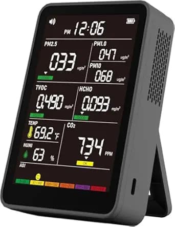 16-in-1 Indoor Air Quality Monitor, High-Precision Multi-Parameter Smart Air Quality Tester with HD Real-Time Color Screen, Portable Air Quality Monitor for Home, Office, Cars, School, Bedroom