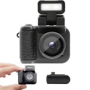 Digital Toy Camera, Mini Digital Camera, Keychain Set, Photo and Video Capture, 1080P, 1.4-inch Screen, Charging Base, Lightweight Mini, 32GB Card Included, School Travel, Students, Beginners, White