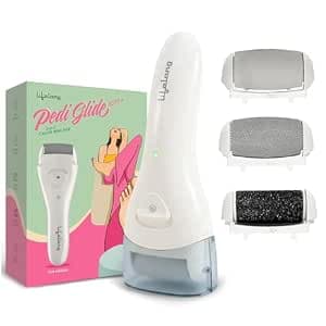 Lifelong Callus Remover for Feet Electronic with 3Heads |Rechargeable Foot Scrubber for Dead, Hard Skin Remover |Waterproof Pedicure Tool Kit for Women |2-Speed Foot Filer | Crack Heel Repair Machine