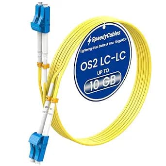 OS2 LC to LC Fiber Patch Cable 15m/50ft, Options 0.2m~200m, 1G/10Gb 9/125um Single Mode Duplex SM Fiber Optic Patch Cord LSZH(Yellow)