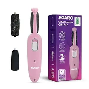 AGARO Electric Callus Remover with 2 Replaceable Heads – Rechargeable Foot Scrubber for Dead Skin & Cracked Heels Pedicure Machine with 120 Minutes Runtime CR1717