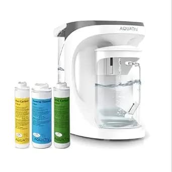 AquaTru Carafe Countertop Water Purifier | Compact 4-Stage Reverse Osmosis System with Glass Carafe Removes 84 Contaminants Including Forever Chemicals, Lead & Fluoride | No Plumbing