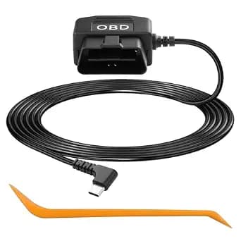 CERRXIAN OBD Power Cable for Dash Camera OBD2 to Type C Adapter Hardwire Charger Cable 24 Hours Surveillance/Acc Mode with Low Voltage Protection 13-40V to 5V 3A (11.5FT/3.5M) (Right Angle USB C)