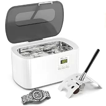 KECOOLKE Ultrasonic Jewelry Cleaning Machine, 600ml Sonic Cleaner with Digital Timer for Eyeglasses, Rings, Silver，Cleaner Solution for Gifts