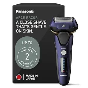 Panasonic ARC5 Electric Razor for Men Face, Wet & Dry Shavers for Men with Foil Shaver, Pop-Up Trimmer, Ultra-Fast 5-Blade, Smart Shave Sensor, 16D Flexible Pivoting Head - ES-ALV6HA (Navy)