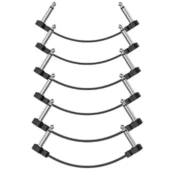 6 Pack Guitar Patch Cables, 5 Inch, 1/4" TS Right Angle Guitar Cable, Low Profile Design with Oxygen-Free Copper, Double Shielded for Pedalboard Effects, Maximize Pedal Board Space