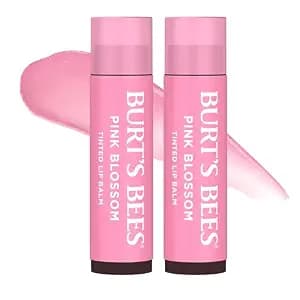 Burt's Bees Lip Tint Balm, Mothers Day Gifts, with Long Lasting 2 in 1 Duo Tinted Balm Formula, Color Infused with Deeply Hydrating Shea Butter for a Natural Buildable Finish, Pink Blossom (2-Pack)