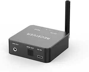 Wireless Bluetooth Receiver 192KHz Digital to Analog Audio, 160ft Long Range with Built-in Bluetooth 5.3 Receiver, Wireless Adapter Kit with 3.5mm Stereo Analog(Line) and Optical Digital(SPDIF) Out