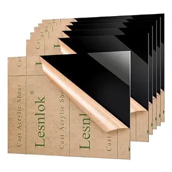 Lesnlok 3x3 Black Acrylic Sheet 1/8 inch Thick 3mm 8 Pieces Black Plexiglass Sheet,Suitable for Painting, Handicrafts, DIY Display Projects (8, 3 x 3)