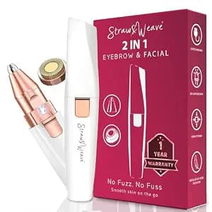 Facial Hair Removal Machine|Eyebrow Trimmer & Epilator|Trimmer For Women Private Part|2 In 1 Trimmer 400 mAh Battery 1 Year Warranty|Painless Hair Removal Machine|Nose Hairs Remover,White (2 in 1)
