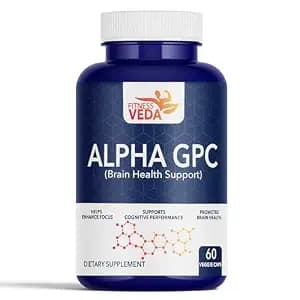 Fitness Veda Alpha GPC 300 mg | Brain Support Formula | 60 Capsules | Pack of 1 | Nootropic Supplement for Focus & Clarity | Vegan, Non-GMO