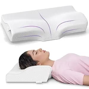 MY ARMOR Cervical Pillow for Neck Pain | 2 Years Warranty | for Spondylitis Neck & Shoulder Pain, Orthopedic Memory Foam Pillow for Sleeping, Regular Size - 18.5x11x3.5 Inch, White Bamboo - Pack of 1