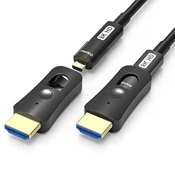 YIWENTEC HDMI Fibre Optic Cable HDMI 2.1 Cable 48 Gbps High-Speed of 8K @ 60Hz 4K @ 120Hz Support Dolby Dynamic HDR HDCP 2.3 Earc with Micro HDMI Pull Type (8K-10M)